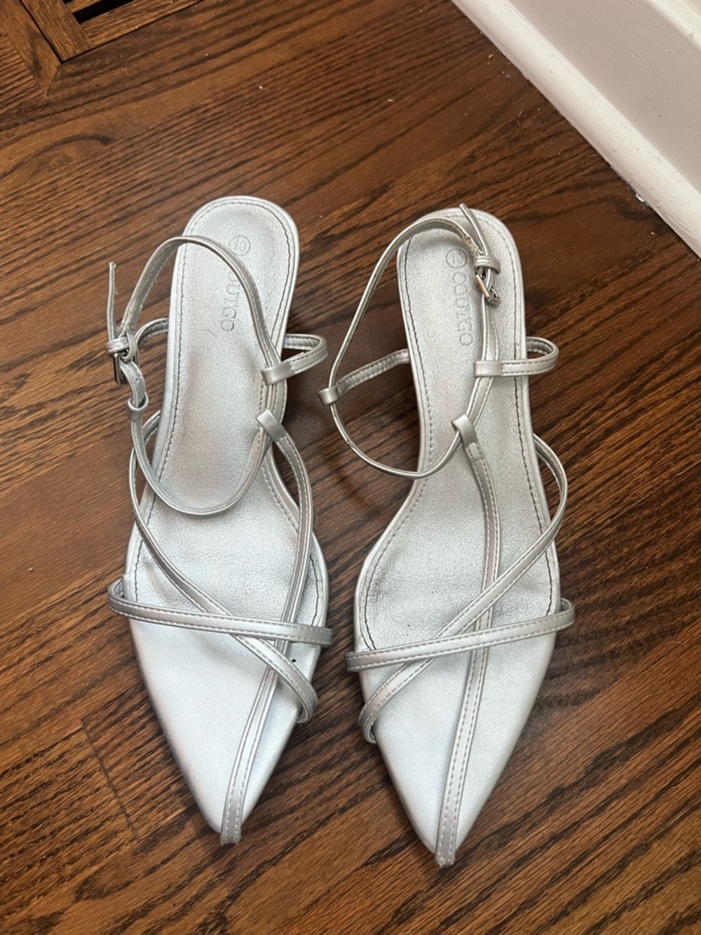 Silver Pointed Slingback Sandals
